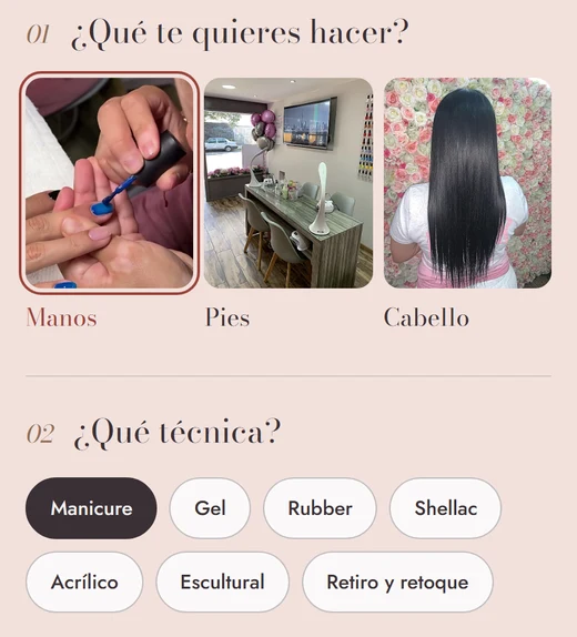 Formulario para armar una cita de la propuesta para Rossete Nails